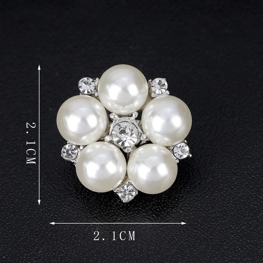 Elegant Pearl Flower Brooch With Rhinestone Accents, Luxury Lapel Pin Corsage For Women's Suit Gift