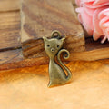 25x12MM Antique Silver Zinc Alloy Cat Charm Pendant for DIY Necklace Bracelet Jewelry Making