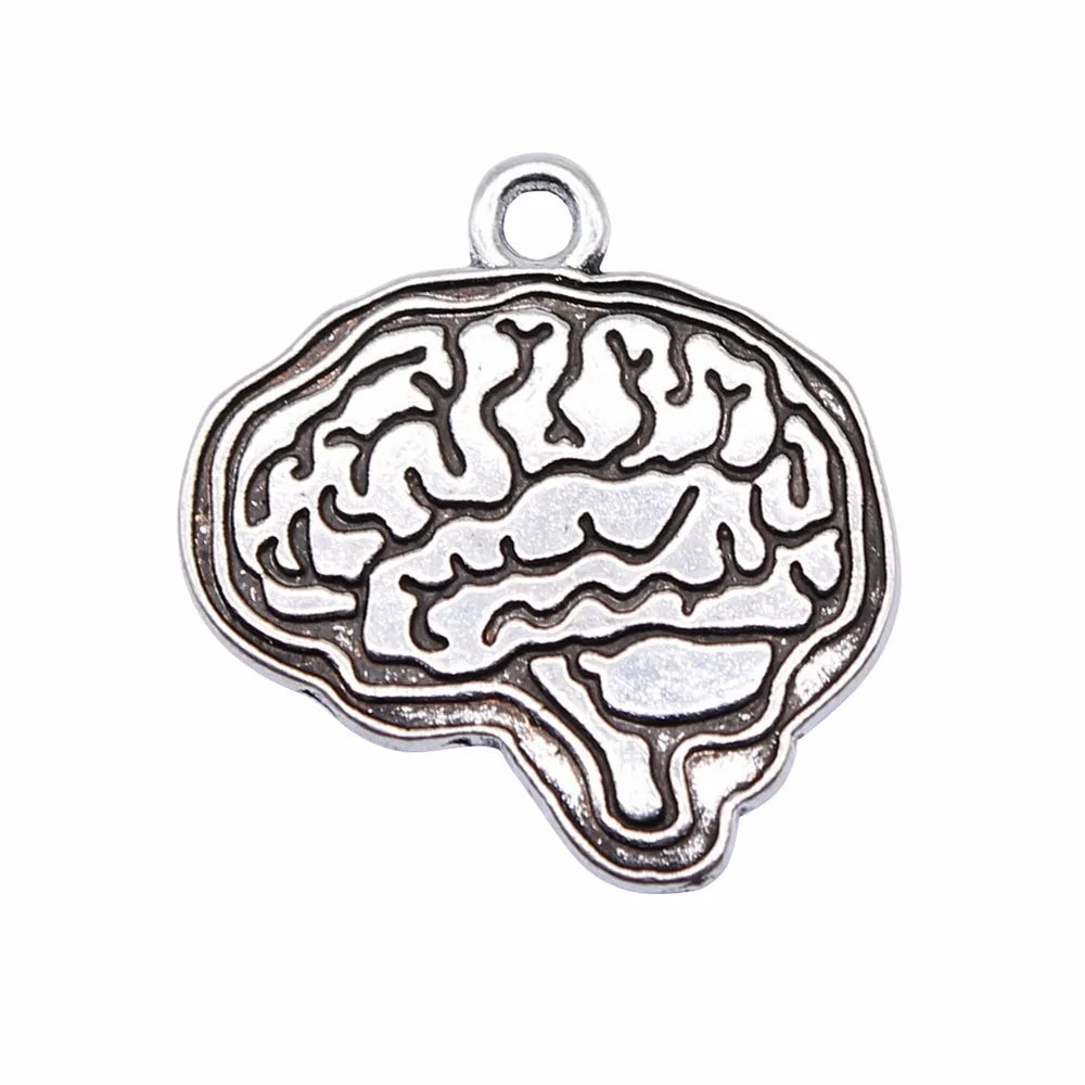 22x23mm 2.7g Multicolor Zinc Alloy Brain Charm Pendant for DIY Medical Necklace Bracelet Making