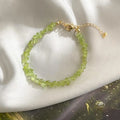 Fresh Forest Style Irregular Peridot Crystal Natural Stone Collarbone Necklace