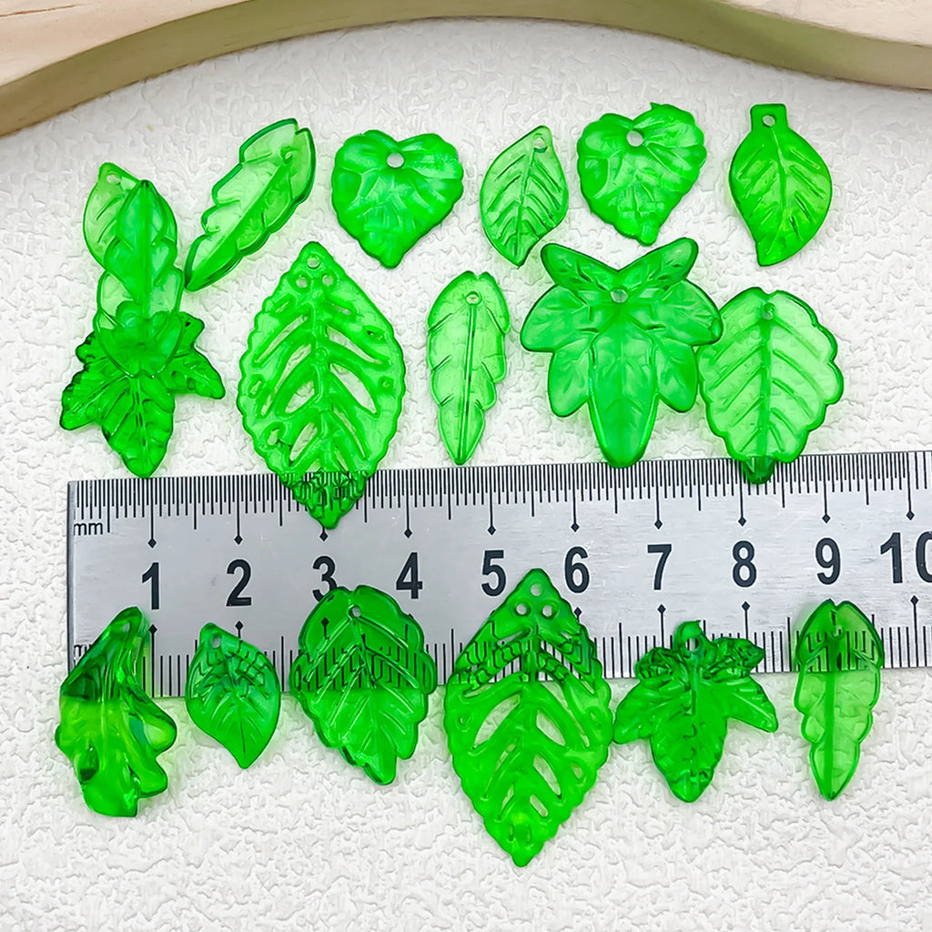 Transparent Acrylic Maple Leaf Green Leaf Grape Leaf loose beads for DIY bracelet making