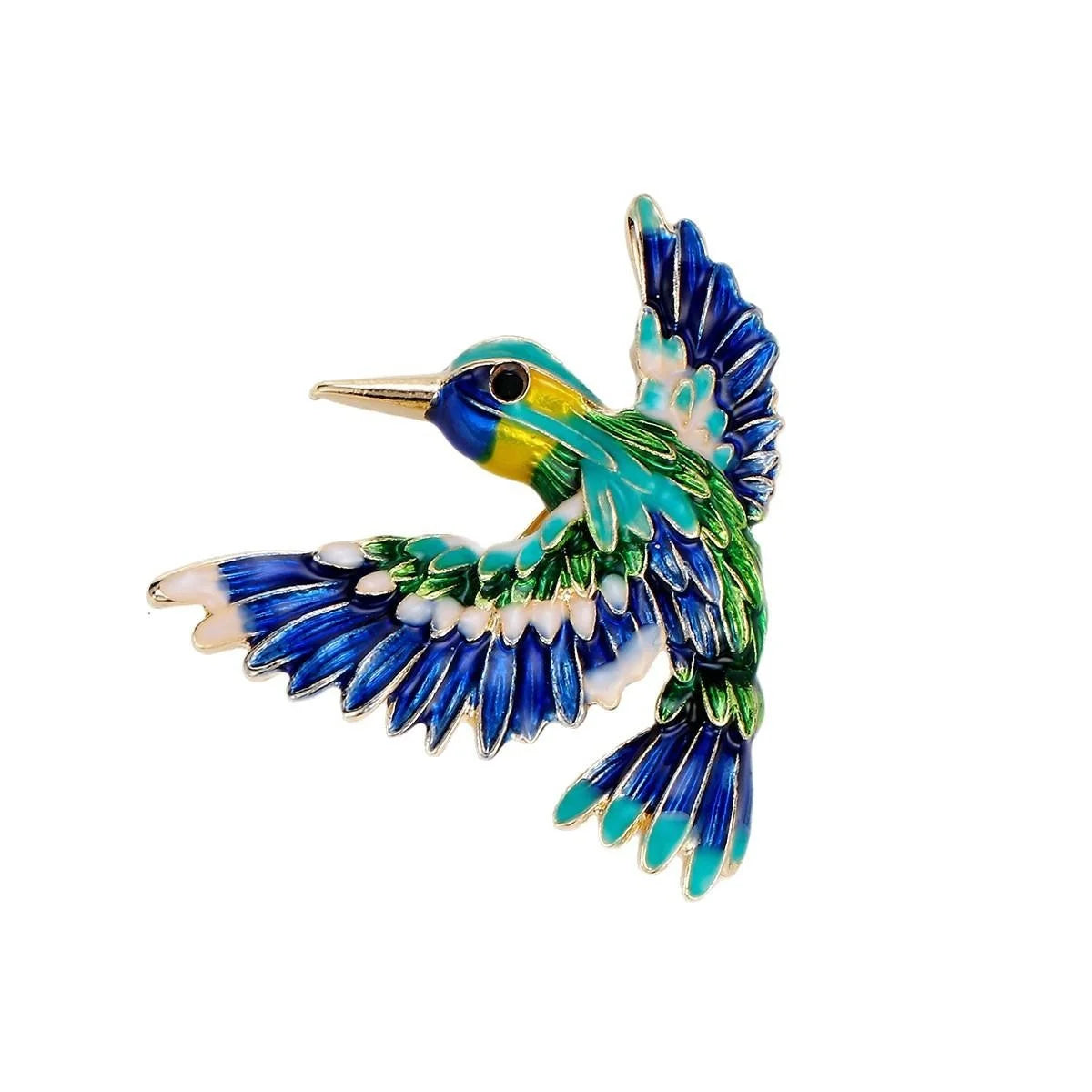 Elegant Alloy Enamel Hummingbird Brooch For Women, Luxury Bird Lapel Pin Corsage Suit Accessory Gift