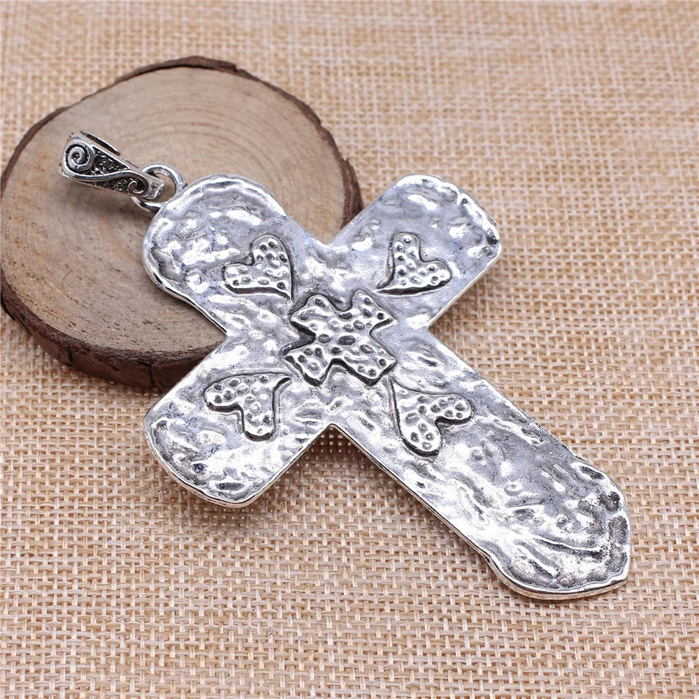 94x65mm 18.5g Zinc Alloy Oversized Heart Cross Charm Pendant for DIY Necklace Bracelet Jewelry Making