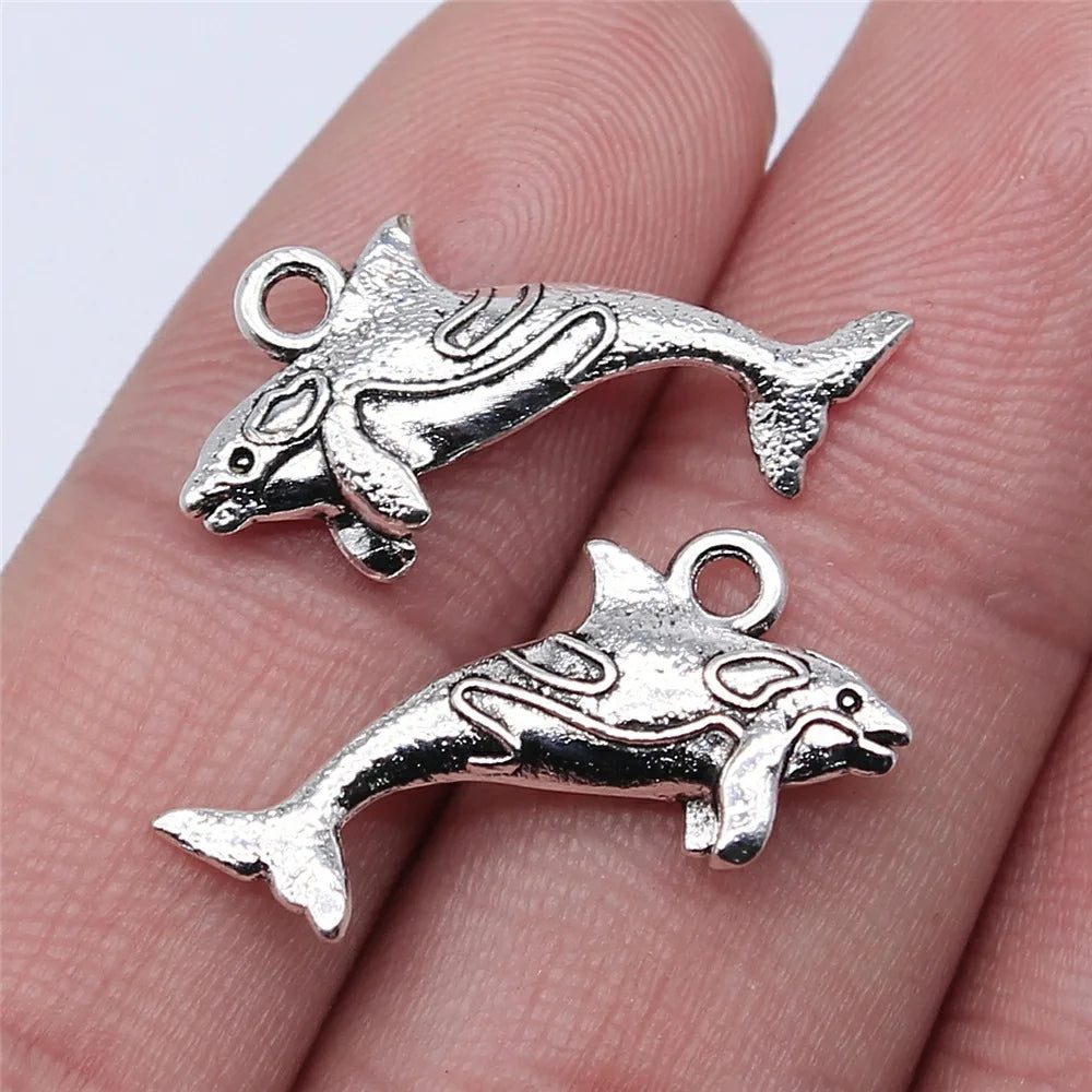 24x12mm 1.2g Multi Color Zinc Alloy Fish Charm Pendant for DIY Ocean Theme Jewelry Making