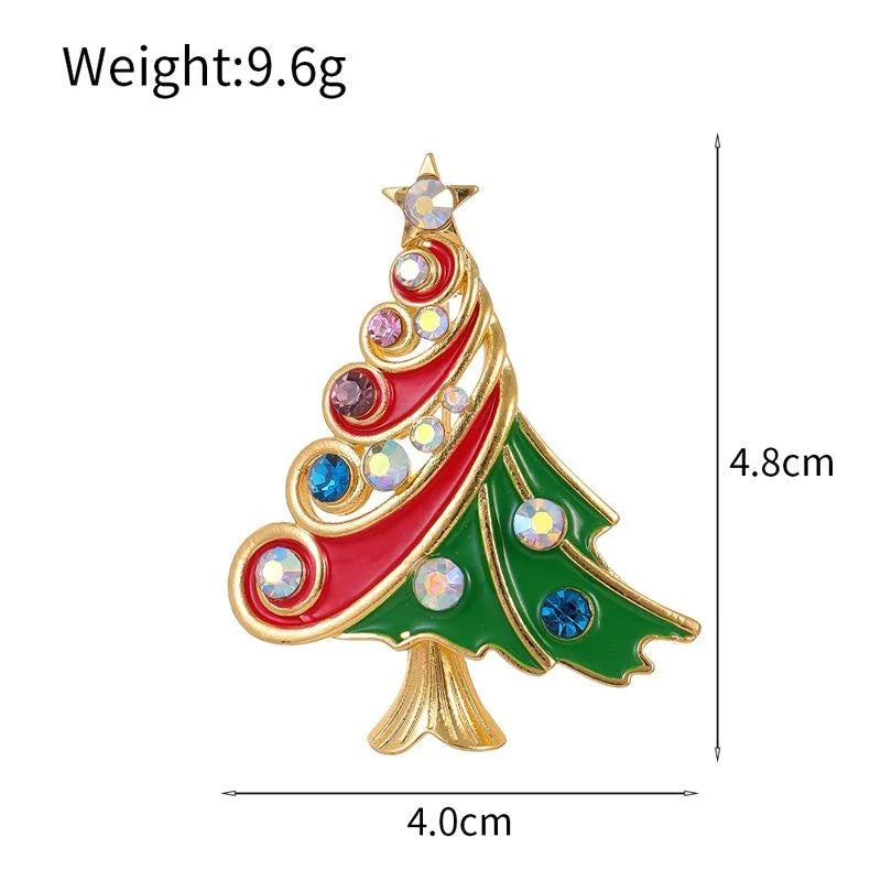 Elegant Christmas Tree Enamel Rhinestone Alloy Brooch, Festive Lapel Pin Corsage For Coat Suit Gift