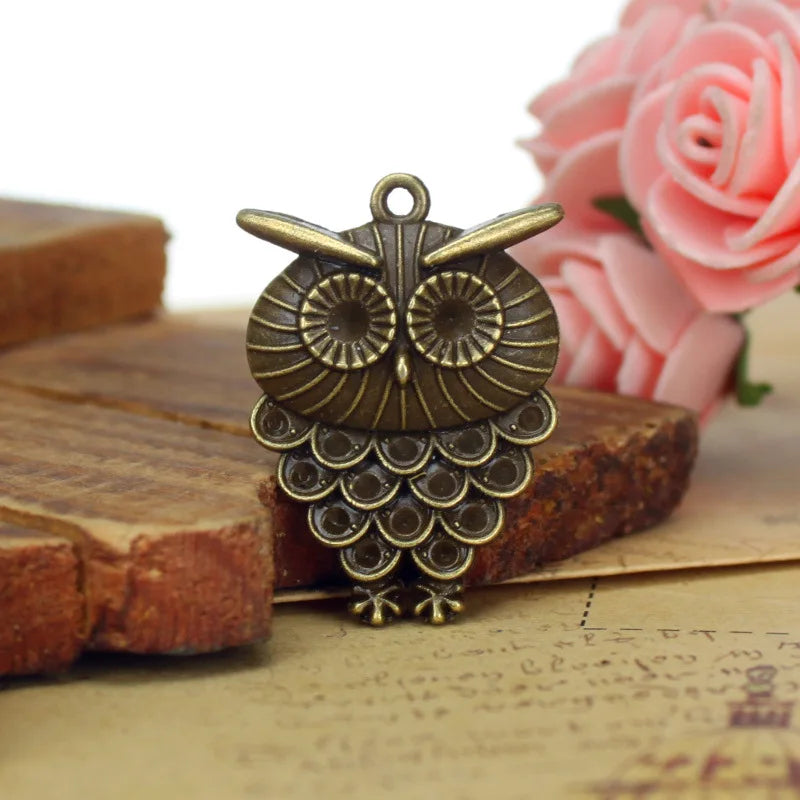 34x24MM Antique Silver Zinc Alloy Owl Charm Pendant for DIY Necklace Bracelet Jewelry Making