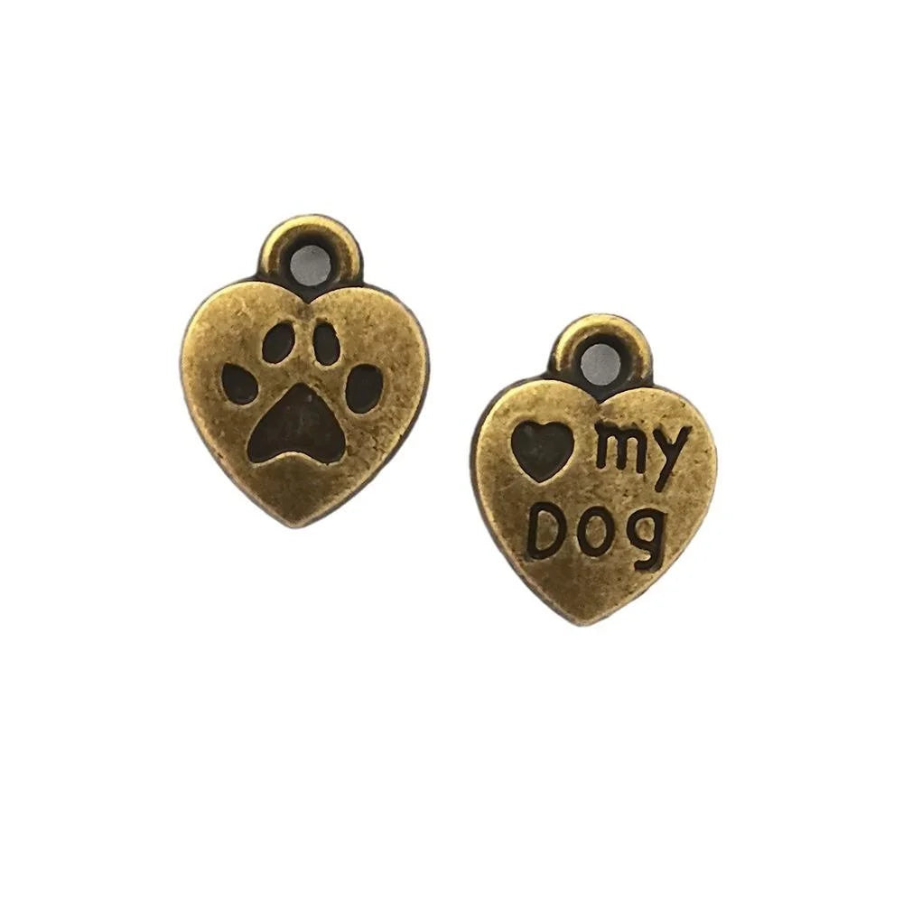 13x10MM Zinc Alloy Dog Heart Charm Pendant for DIY Necklace Bracelet Jewelry Making