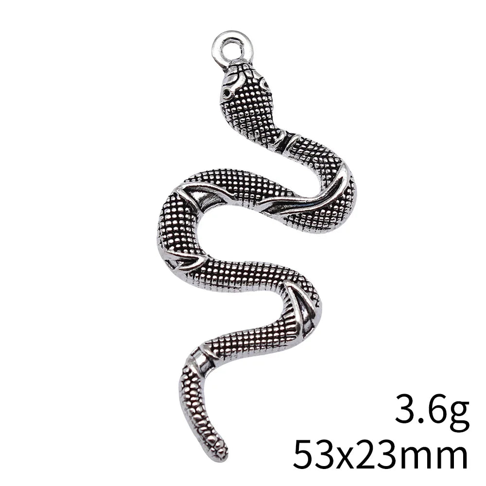 53x23mm 3.6g Multicolor Zinc Alloy Snake Charm Pendant for DIY Gothic Necklace Bracelet Jewelry Making