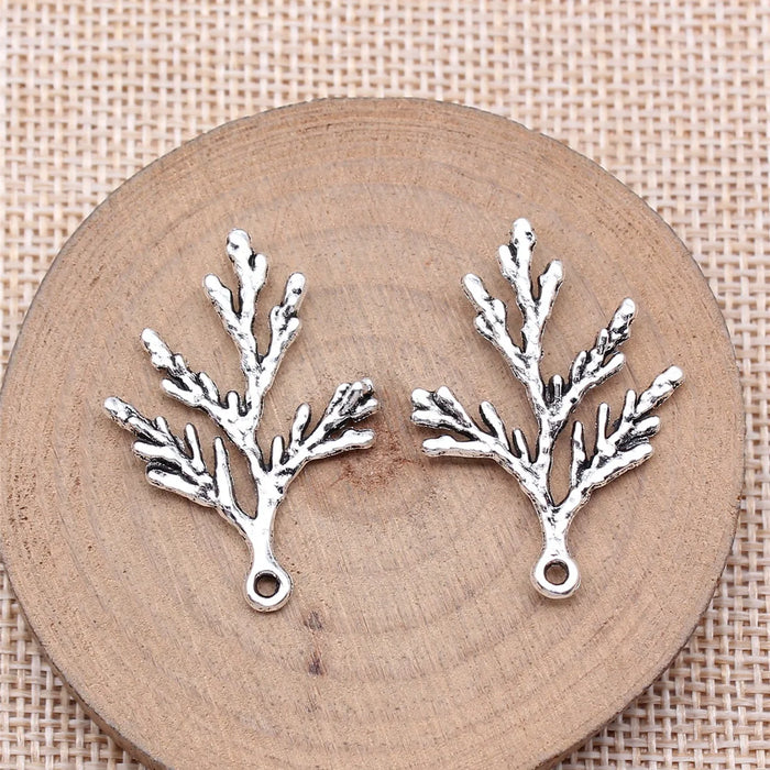 34x23mm 1.6g Multicolor Zinc Alloy Cypress Leaf Charm Pendant for DIY Necklace and Bracelet Making