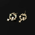 Elegant Green Floral Wreath Butterfly Zircon Alloy Stud & Clip On No Piercing Dangle Earrings