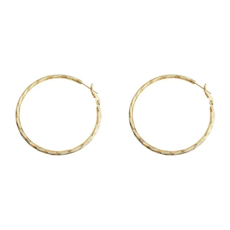 Luxury Geometric Metal Hoop Earrings With Textured Pattern Statement Style