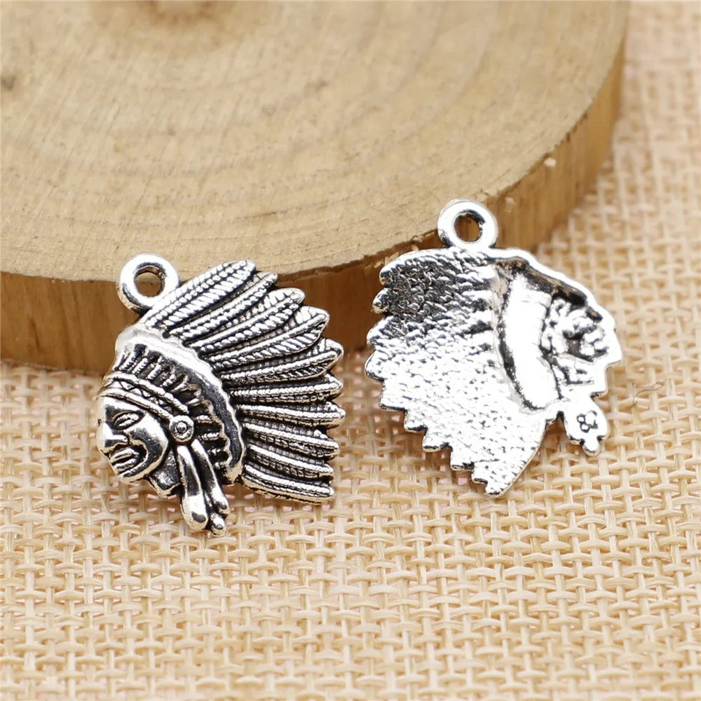 21x18mm 1.6g Multicolor Zinc Alloy Chief Head Charm Pendant for DIY Tribal Style Jewelry Making