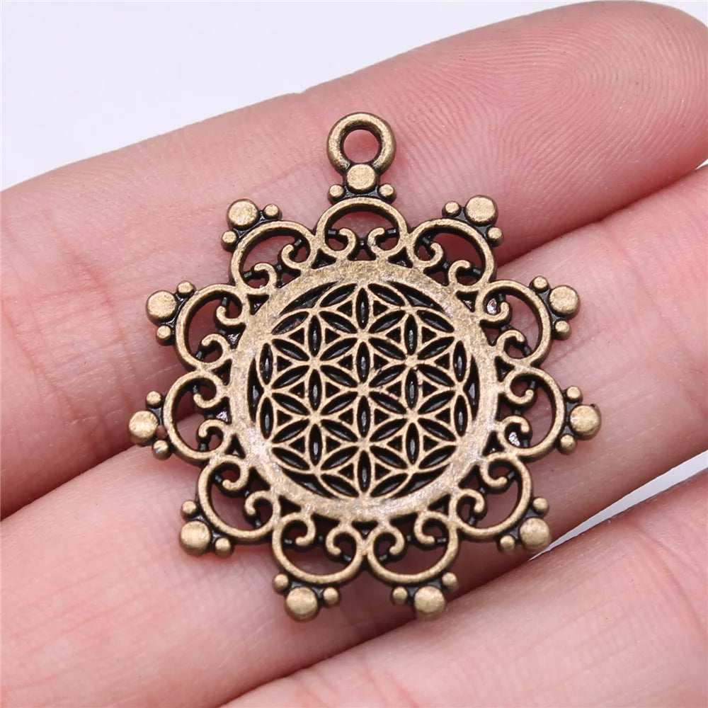 30x35mm 3.5g Multicolor zinc alloy Geometric Flower charm pendant for DIY necklace earrings making