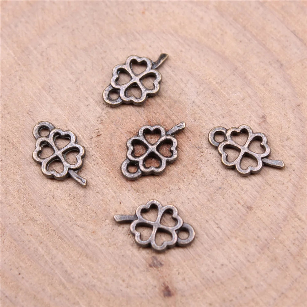 10x6mm 0.2g Multicolor Zinc Alloy Four Leaf Clover charm pendant for DIY bracelet necklace making