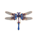Elegant Blue Enamel Dragonfly Brooch With Rhinestone Alloy Wings, Luxury Lapel Pin Corsage Gift