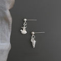 Cute Fresh Copper Asymmetric Seashell Starfish Drop Earrings For Women