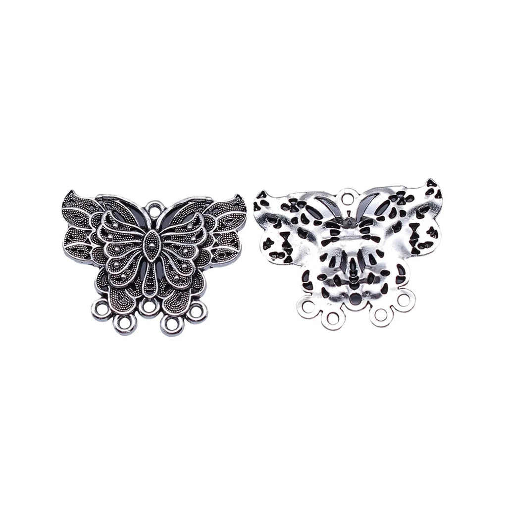 26x20mm 2.8g Antique Silver Zinc Alloy Butterfly Earring Connector Charm for DIY Jewelry Making