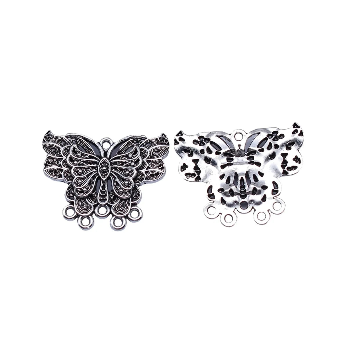 26x20mm 2.8g Antique Silver Zinc Alloy Butterfly Earring Connector Charm for DIY Jewelry Making