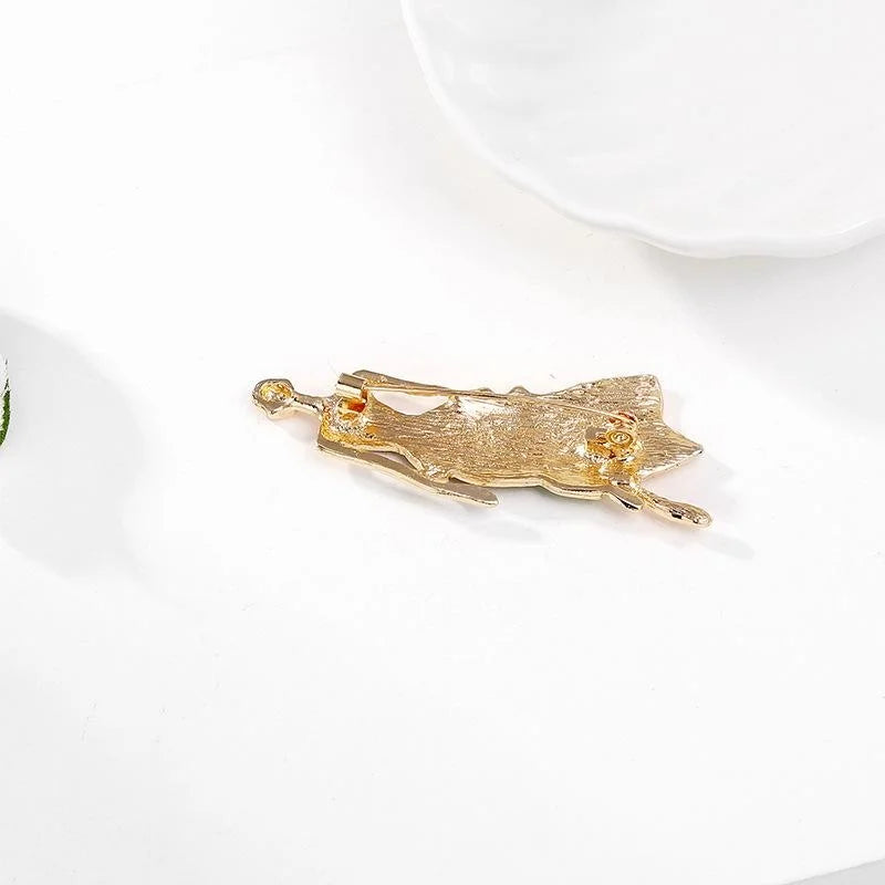 Elegant Dancing Girl Enamel Brooch Gold Tone Alloy Lapel Pin Creative Fashion Corsage Suit Accessory Gift
