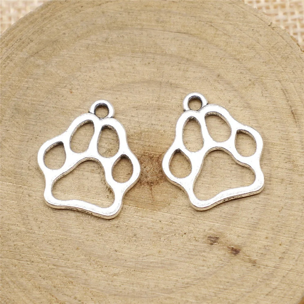 19x17mm 1g Multicolor Zinc Alloy Dog Paw Charm Pendant for DIY Pet Theme Jewelry Making