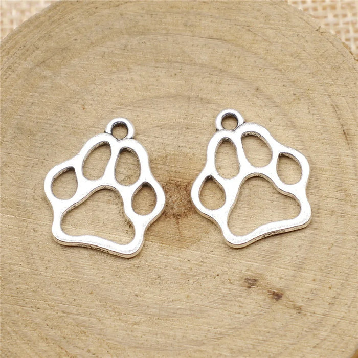 19x17mm 1g Multicolor Zinc Alloy Dog Paw Charm Pendant for DIY Pet Theme Jewelry Making