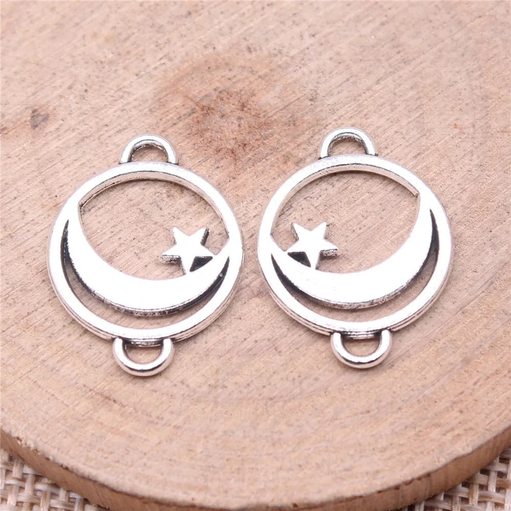 20x16mm 1.1g Zinc Alloy Moon Star Connector Charm Pendant for Necklace Bracelet DIY Jewelry