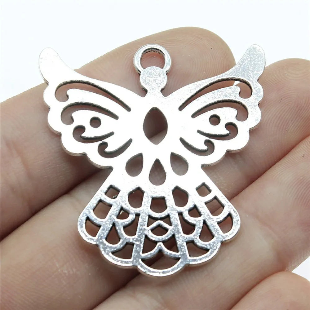 41x39mm 6.1g Antique Silver Zinc Alloy Guardian Angel Fairy Charm Pendant for DIY Jewelry Making