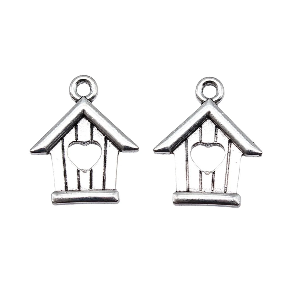 18x15mm 1g Antique Silver Zinc Alloy Heart House Charm Pendant for DIY Necklace Bracelet Making