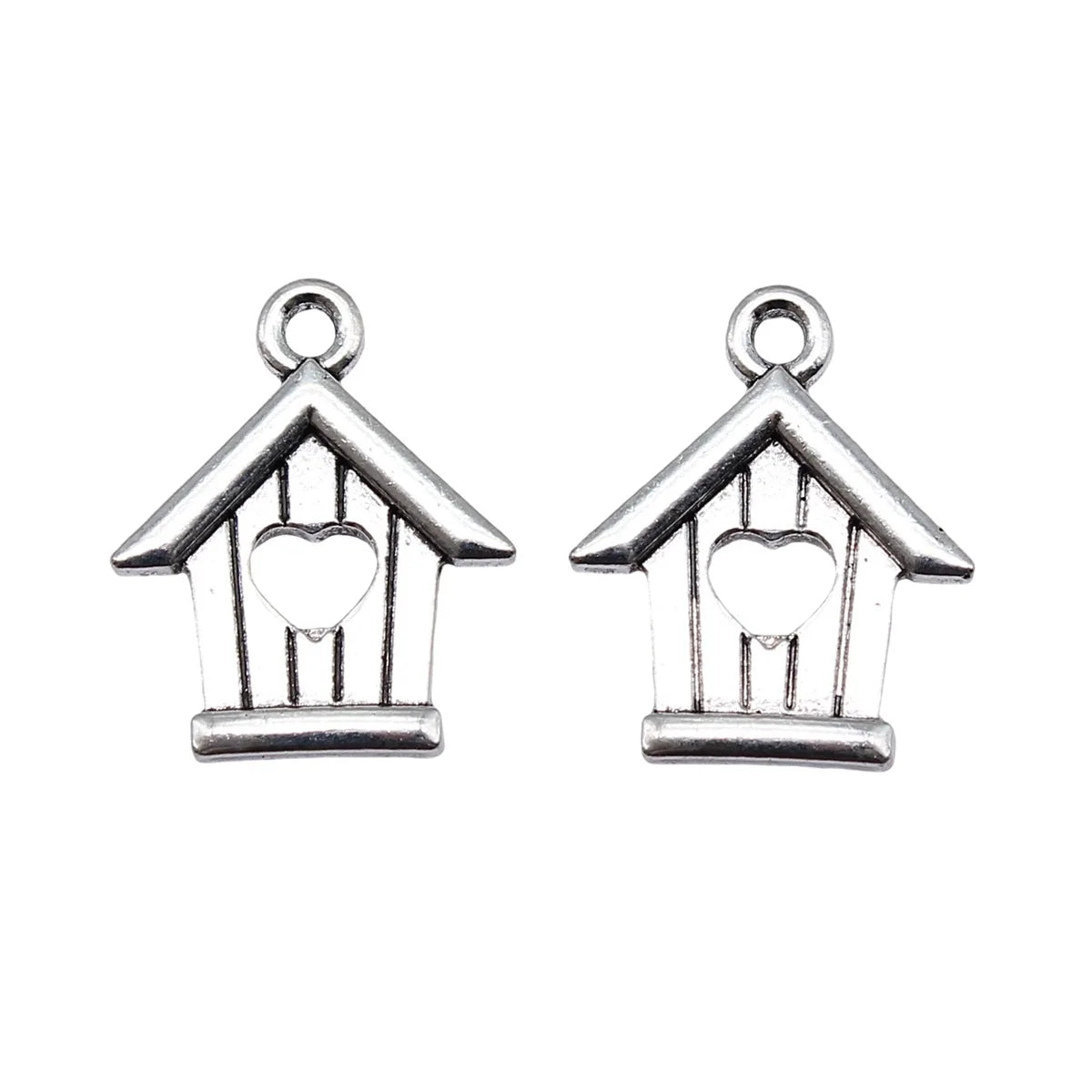 18x15mm 1g Antique Silver Zinc Alloy Heart House Charm Pendant for DIY Necklace Bracelet Making