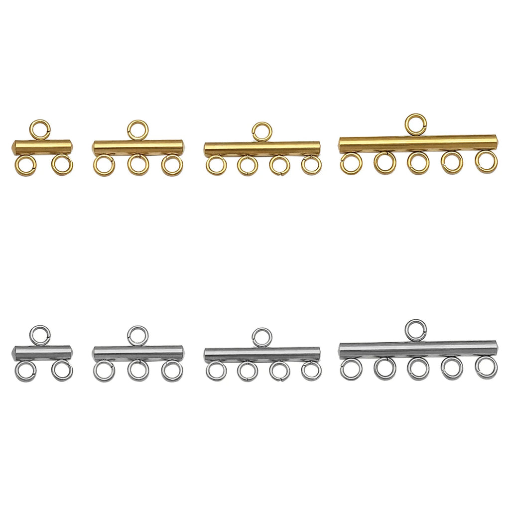 Stainless Steel Bar Shape Multi Hole Connector Charm for DIY Necklace Pendant Jewelry Findings