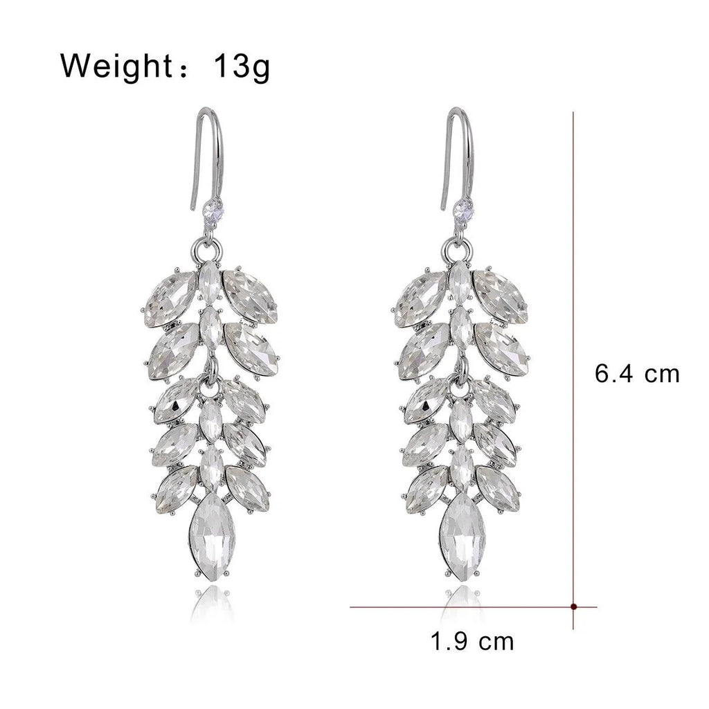 Elegant Glass Crystal Wheat Tassel Earrings For Women Luxury Alloy Rhinestone Drop Earrings Wedding Party Gift