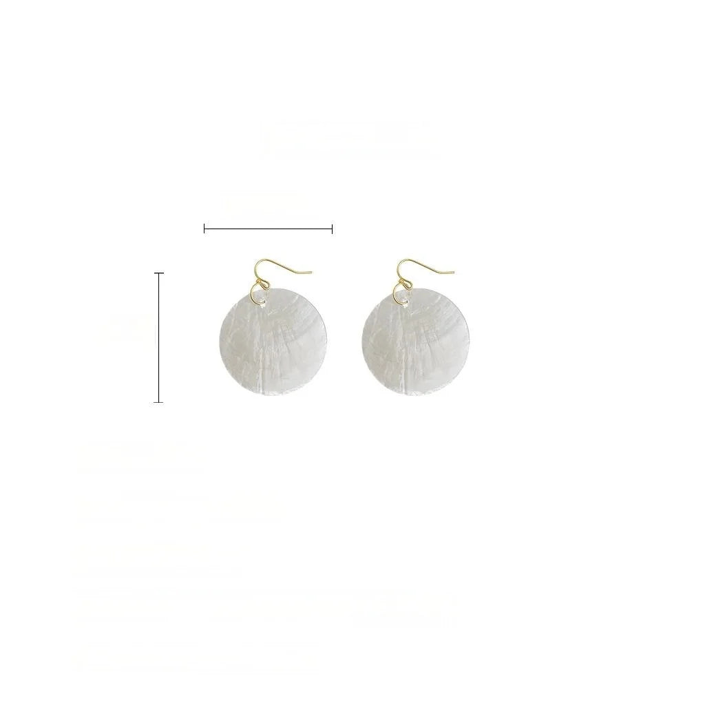 Natural Shell Geometric Drop Earrings Minimalist Beach Vacation Style Fashion Jewelry