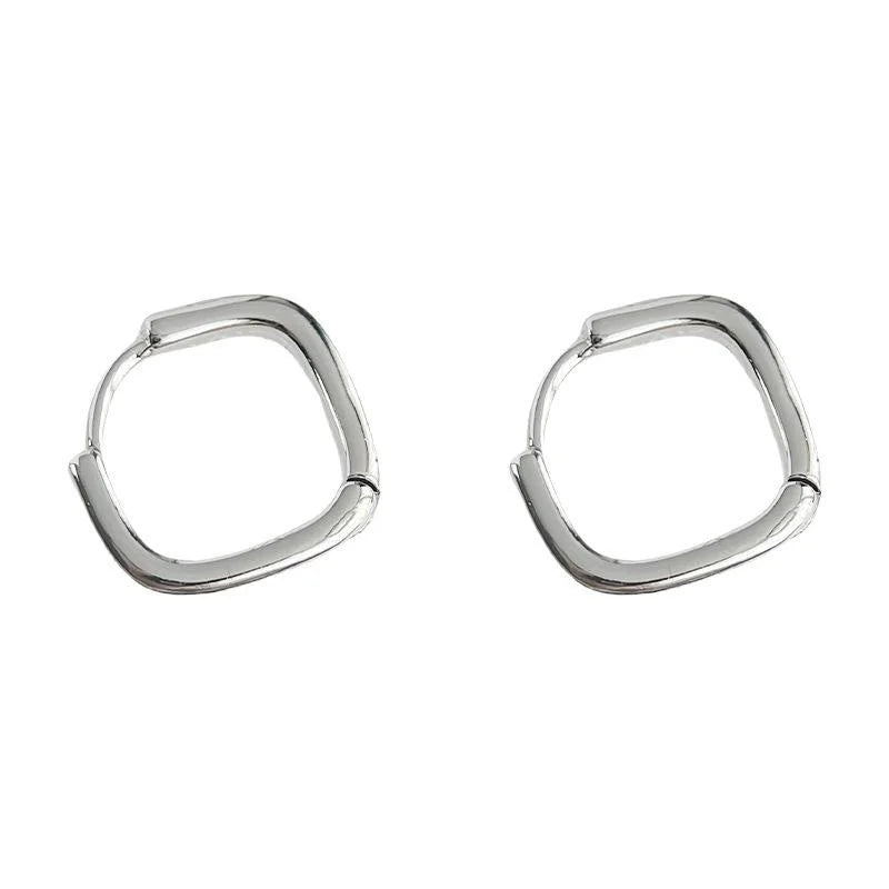 Minimalist Geometric Micro Pave Zircon Square Copper Stud Earrings For Women