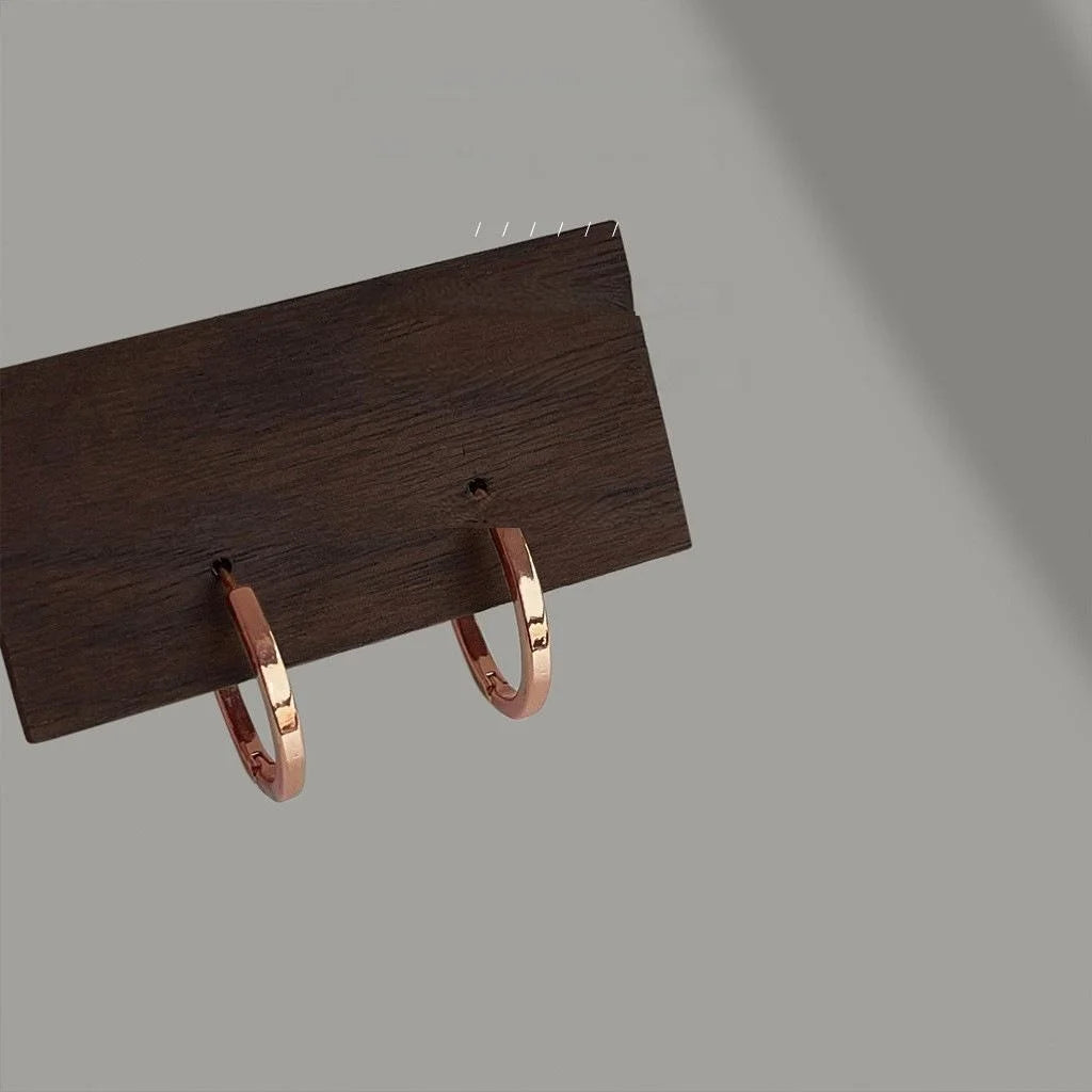 Rose Gold Plated Copper Round Drop Earrings Smooth Minimalist Geometric Elegant Commute Jewelry