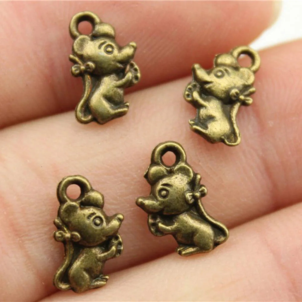 12x7mm 0.6g Multicolor Zinc Alloy Mouse Charm Pendant for DIY Necklace Bracelet Jewelry Making