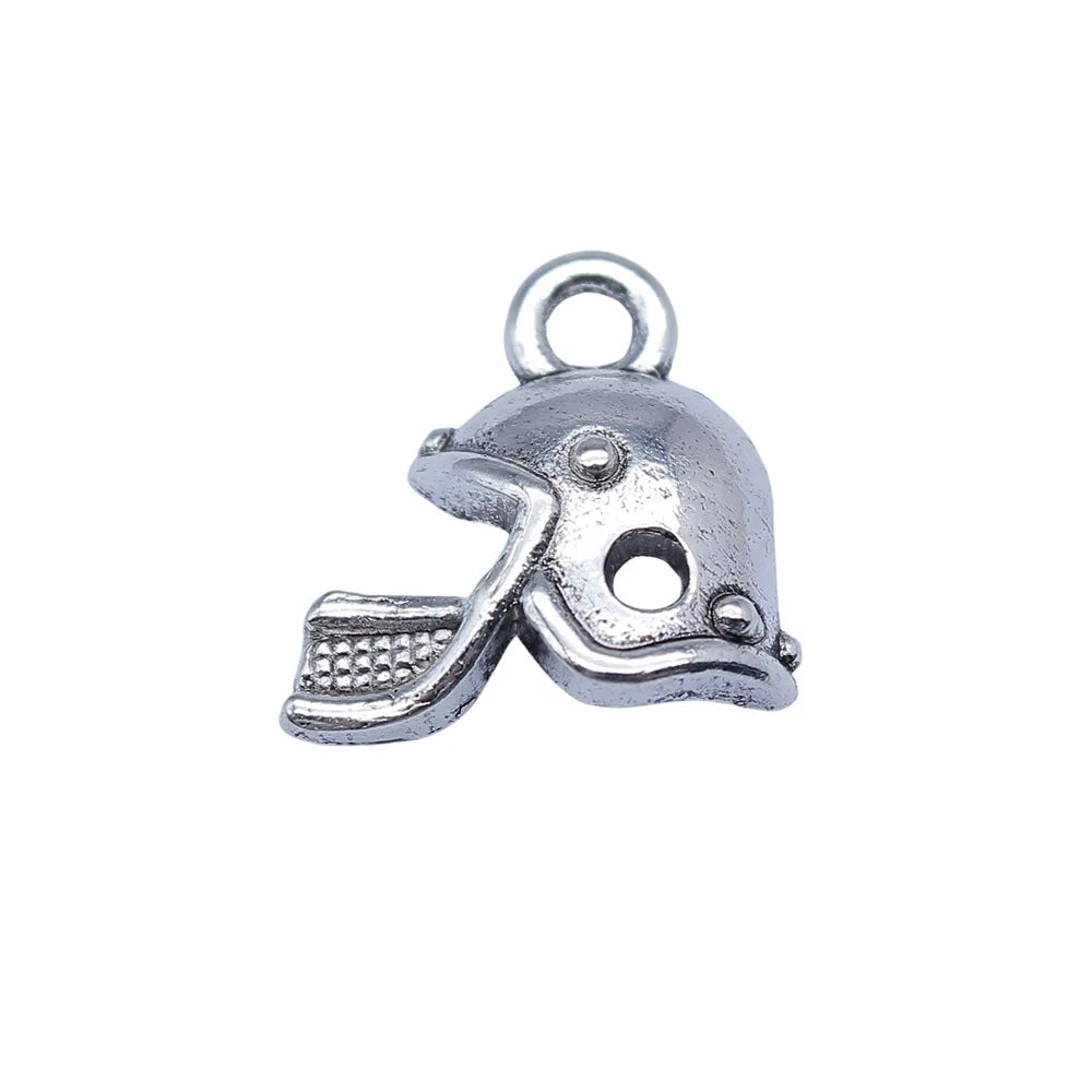 13x13mm 0.7g Antique Silver Zinc Alloy Golf Ball Helmet charm pendant for sports themed DIY jewelry