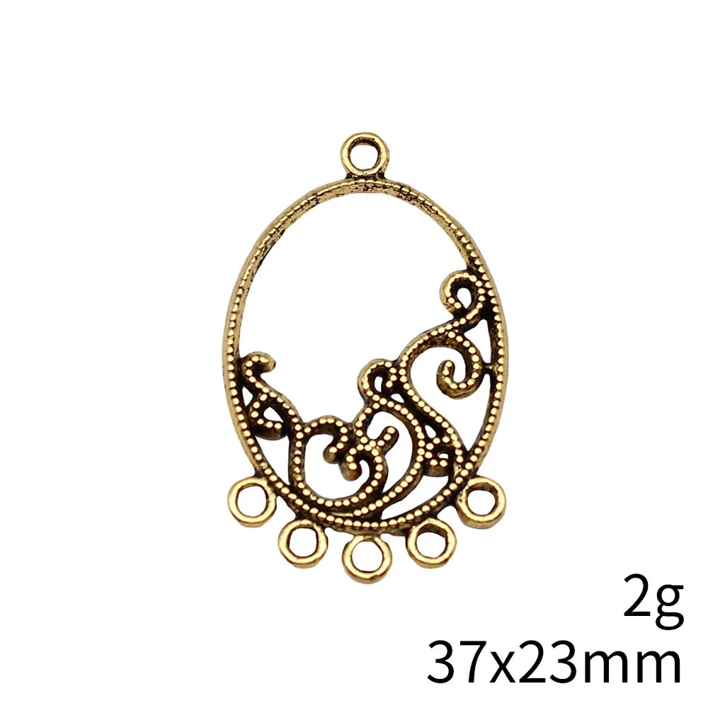 37x23mm 2g Multicolor Zinc Alloy Geometric Flower Connector Charm for DIY Dangle Earrings Making