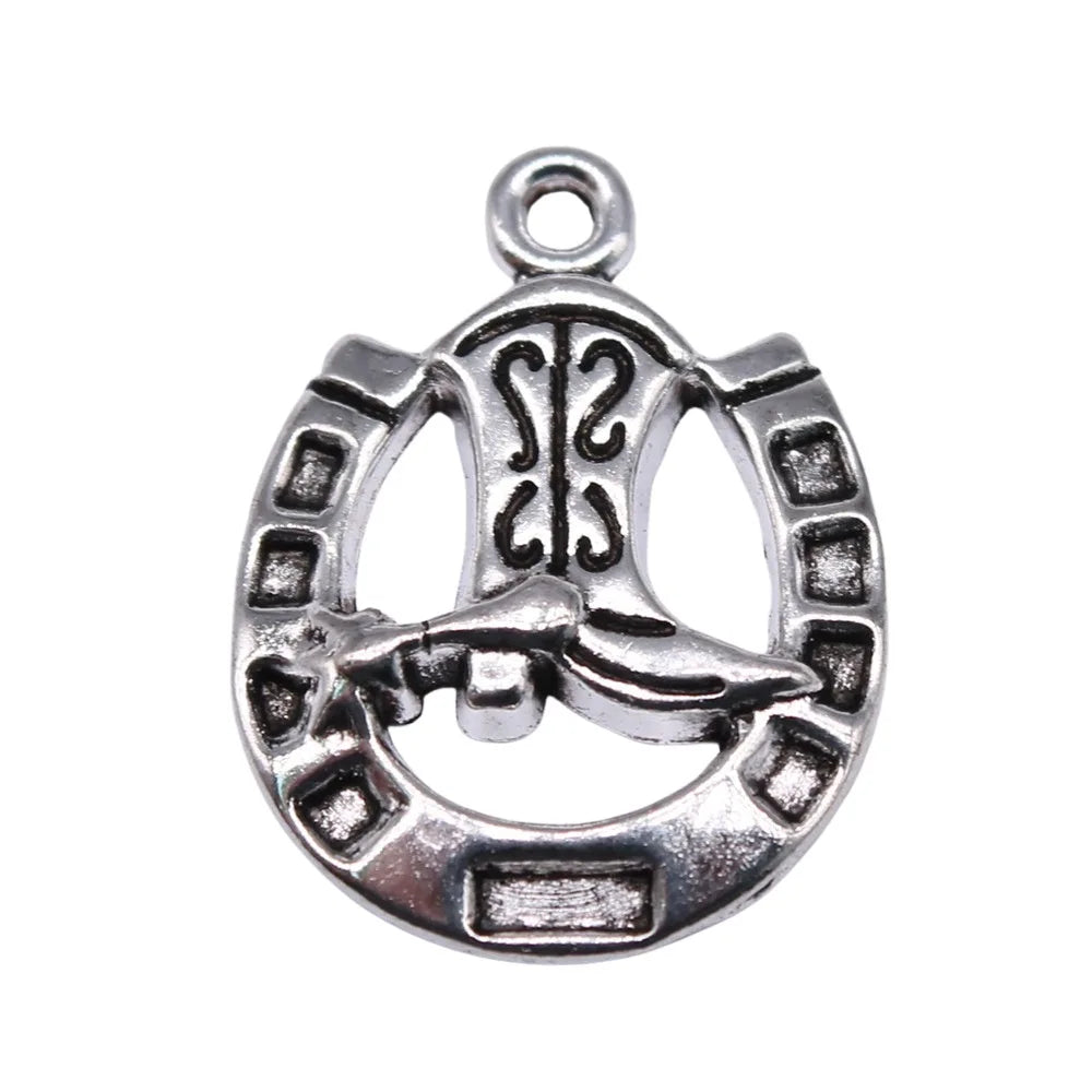 25x19mm 1.8g Multicolor Zinc Alloy Boot Horseshoe Charm Pendant for Necklace Bracelet Making
