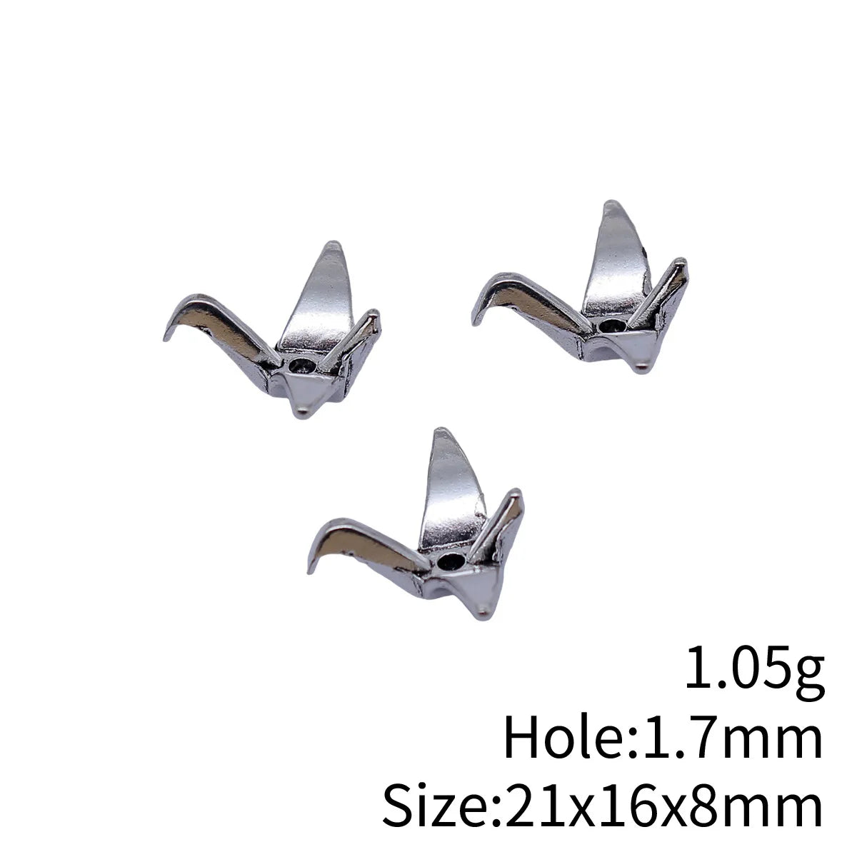 21x16x8mm 1.05g Multicolor Zinc Alloy 3D Paper Crane Loose Metal Beads for Bracelet DIY Jewelry Making