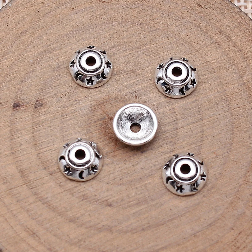 8x8mm 0.43g Multicolor Zinc Alloy Star Moon Bead Cap Jewelry Findings for DIY Bracelet Making
