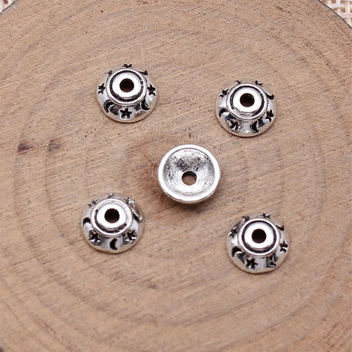 8x8mm 0.43g Multicolor Zinc Alloy Star Moon Bead Cap Jewelry Findings for DIY Bracelet Making
