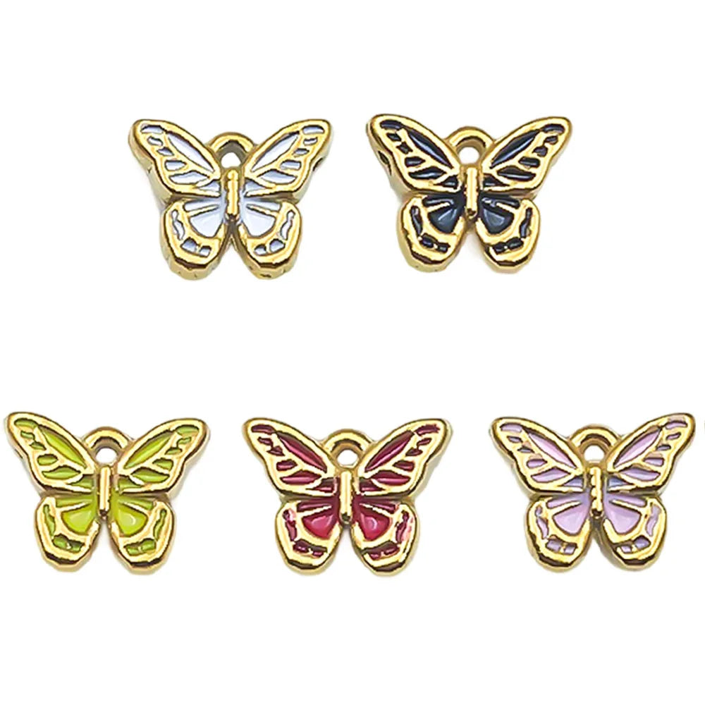 Enamel Stainless Steel Butterfly Spacer Beads for Bracelet Necklace Keychain DIY