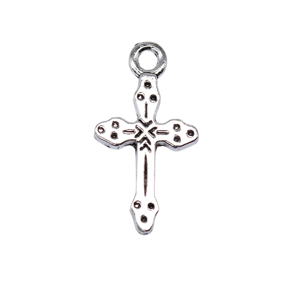 21x11mm 0.8g Antique Silver Zinc Alloy Cross Charm Pendant for DIY Jewelry Making