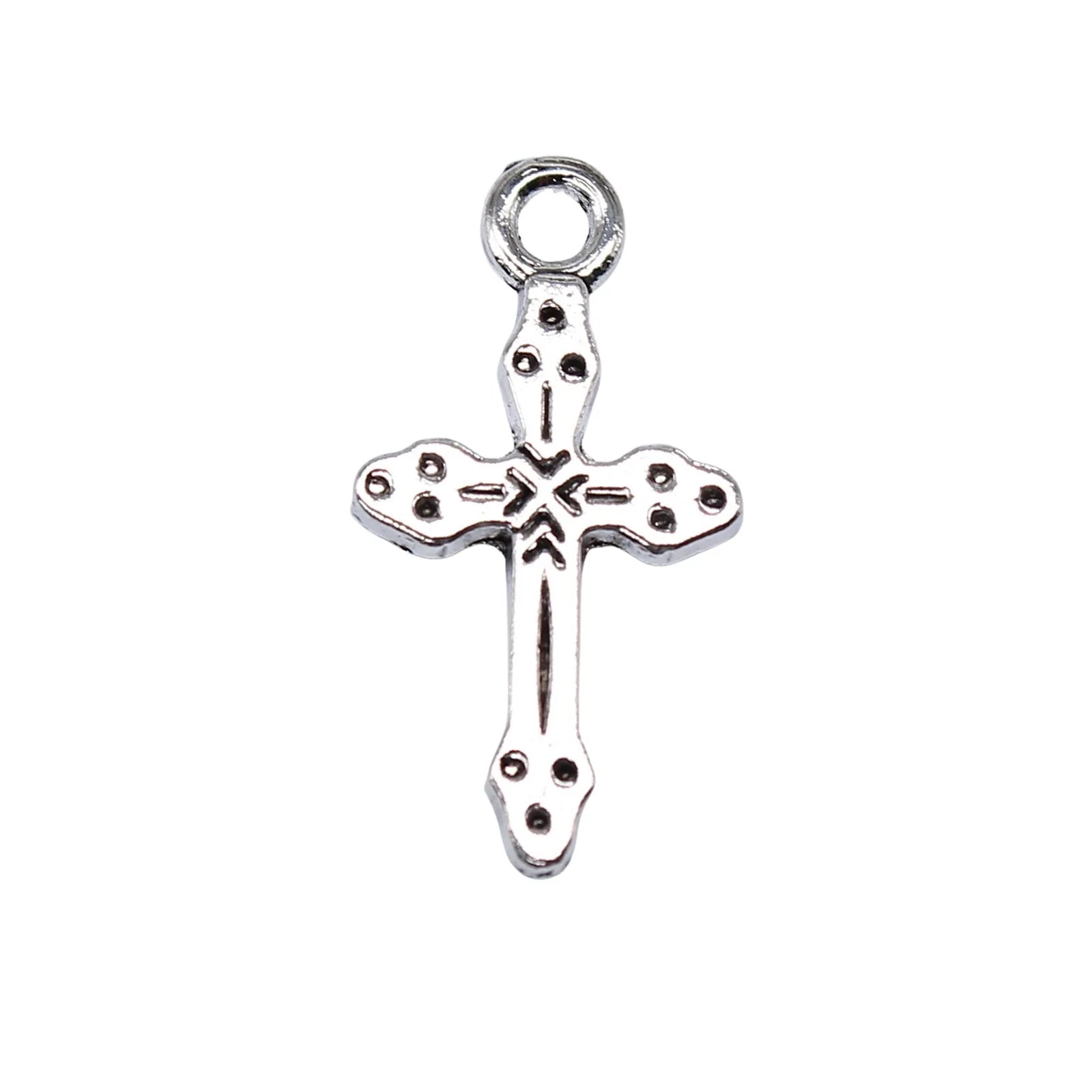 21x11mm 0.8g Antique Silver Zinc Alloy Cross Charm Pendant for DIY Jewelry Making