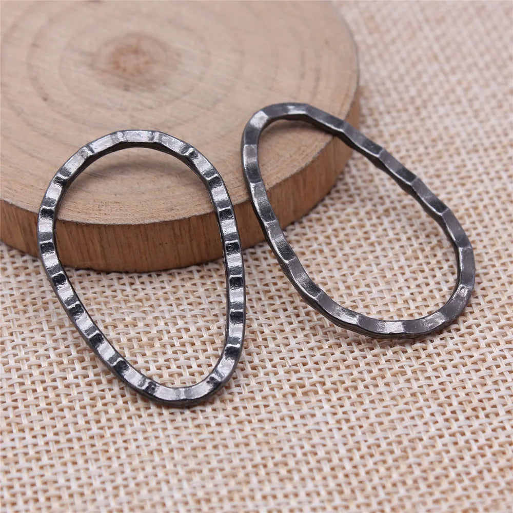 26x40mm 2.4g Multicolor Zinc Alloy Hammered Egg Shape Round Ring Charm Pendant for DIY Necklace Making