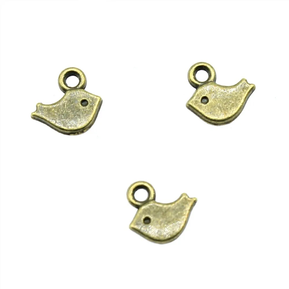 8x7mm 0.3g Multicolor Zinc Alloy Tiny Bird Charm Pendant for DIY Handmade Bracelet Necklace Making
