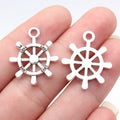 24x20mm 1.6g Antique Silver Zinc Alloy Ship Wheel Rudder Charm Pendant for DIY Nautical Jewelry