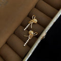 Light Luxury Rose Flower Pearl Copper Drop Earrings For Women