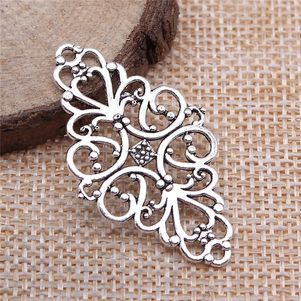 41x25mm 2.3g Multicolor Zinc Alloy Flower Filigree Connector Charm for DIY Necklace Bracelet Making