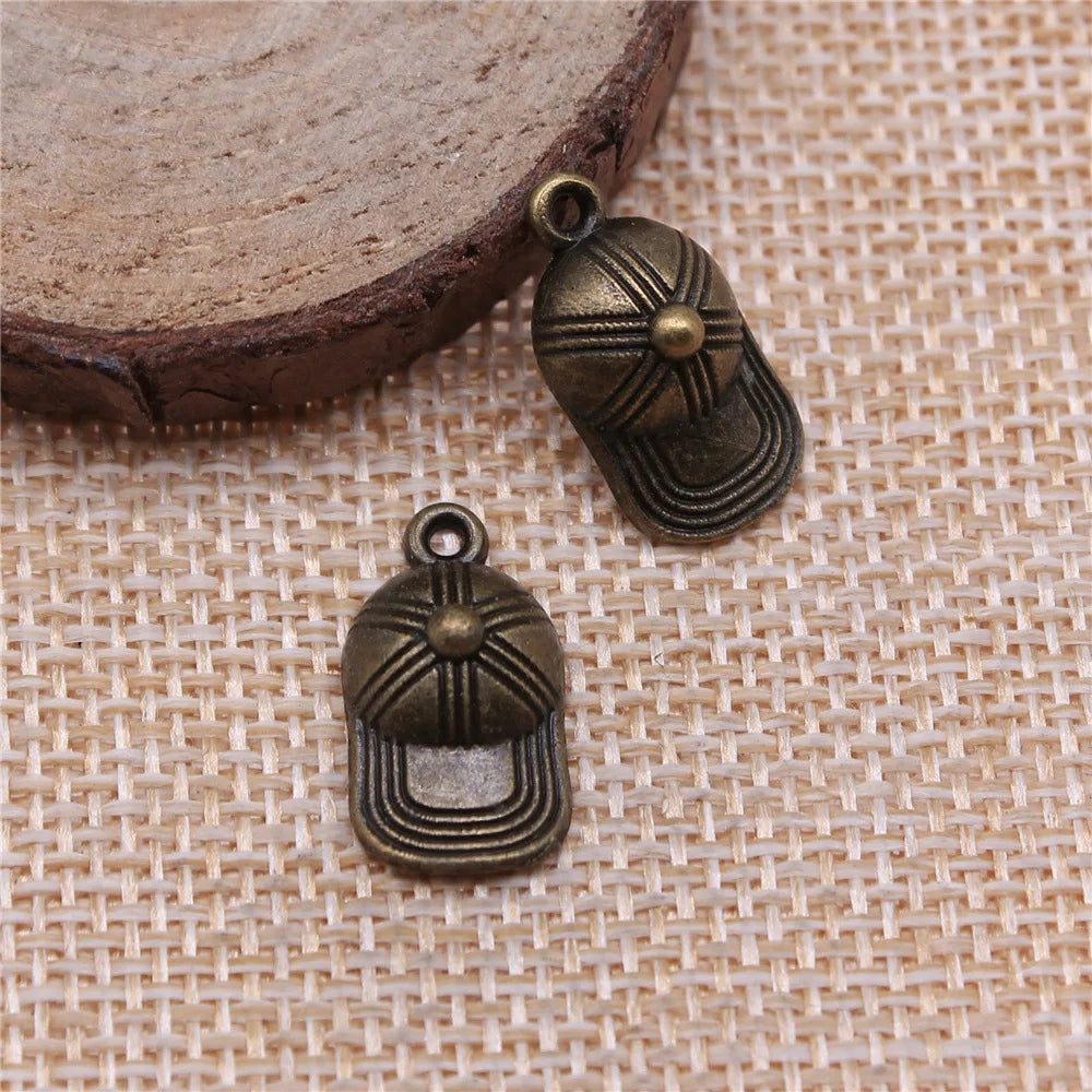 20x10mm 1.1g Multicolor Zinc Alloy Baseball Cap Charm Pendant for Sports Theme DIY Jewelry Making